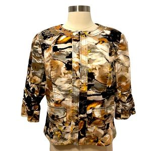 Coldwater Creek Zip Up Jacket  Floral Print Size Petite 12